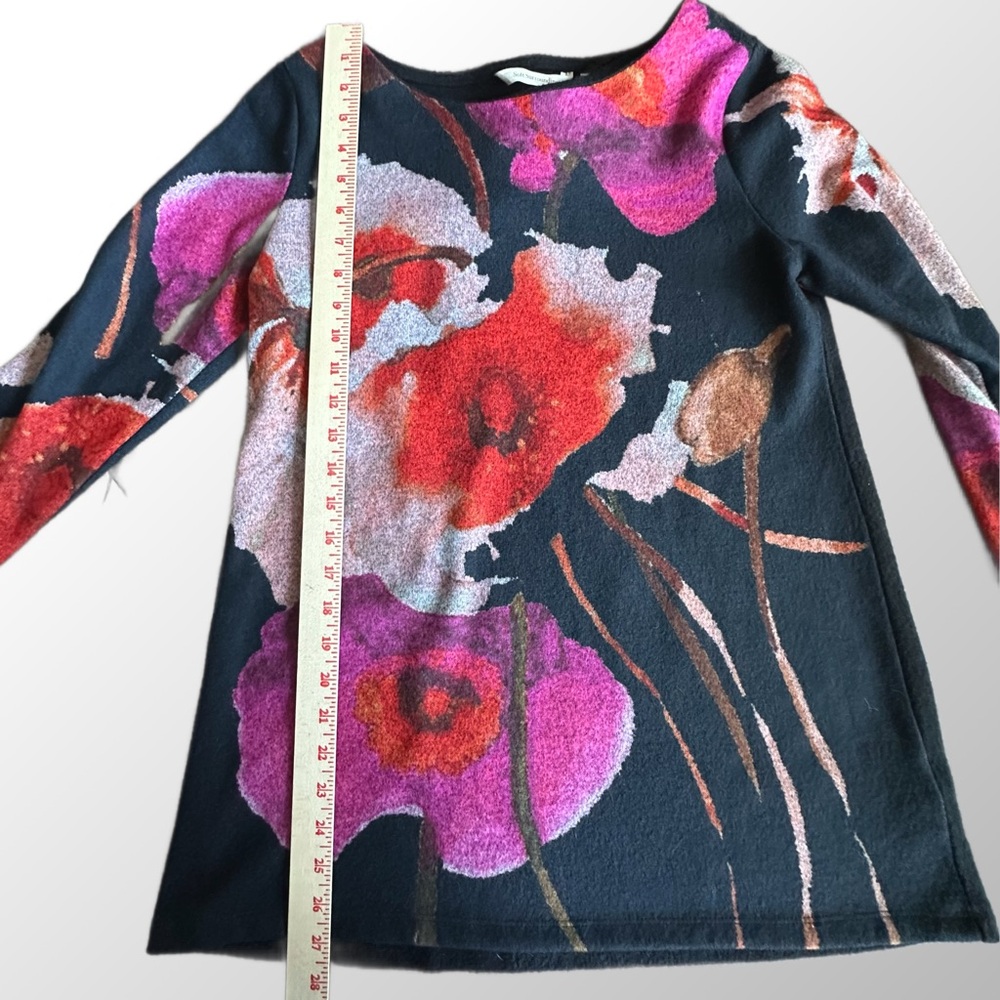 Soft Surroundings Floral Knit Tunic Women Small Black Pink Red 2CA94 Long Sleeve - Picture 5 of 9